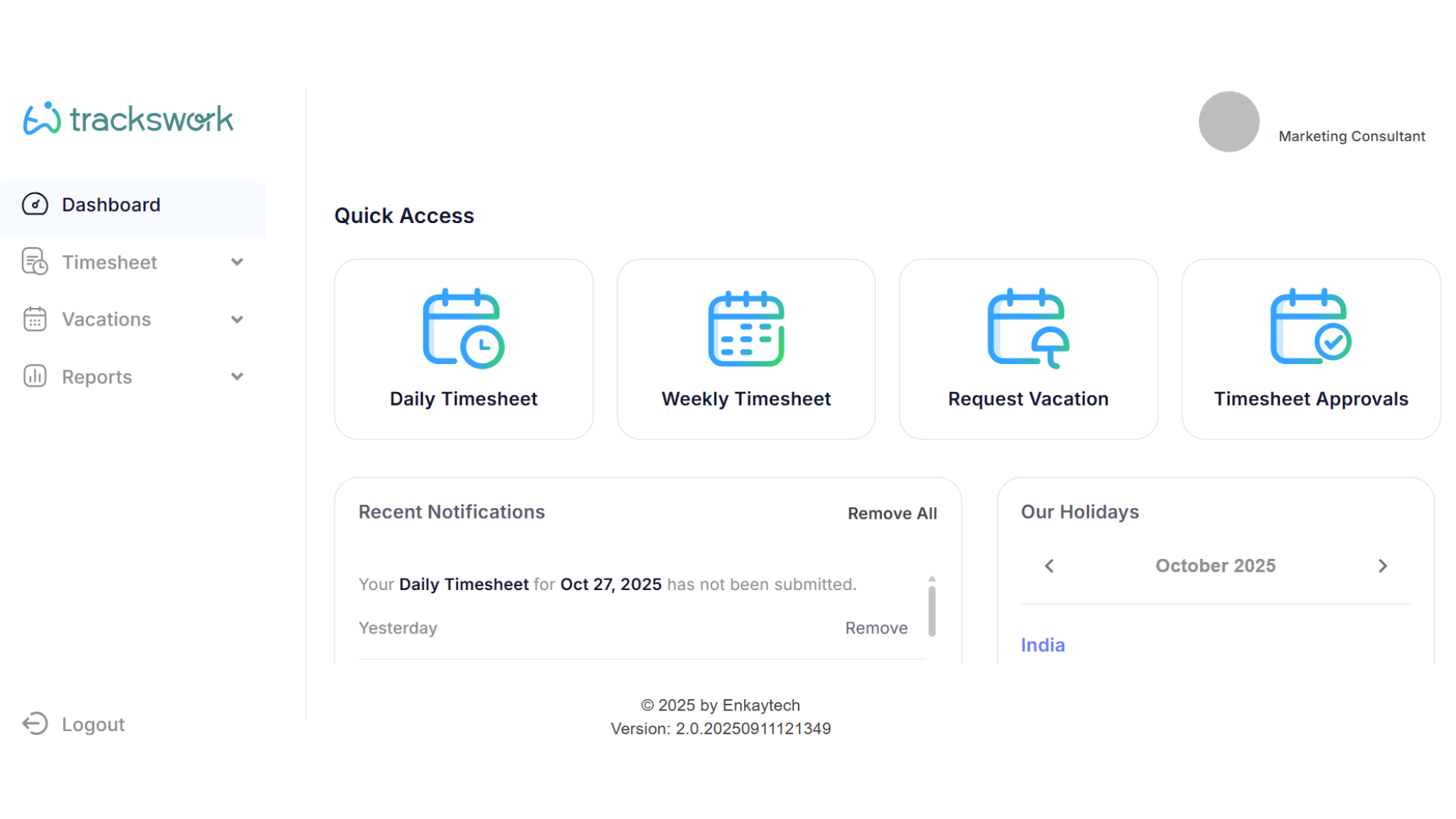 TracksWork Dashboard